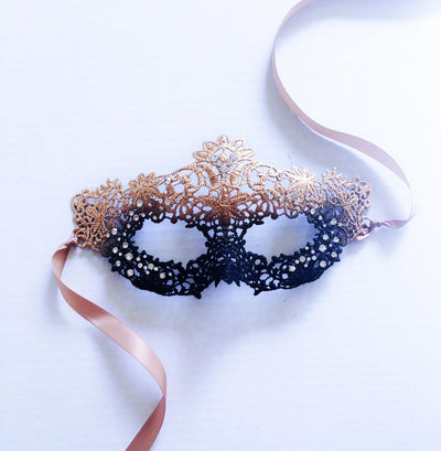 Diane Lace Mask - Gold Black