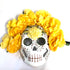 Girls’ Day of the Dead skull mask with yellow roses for children