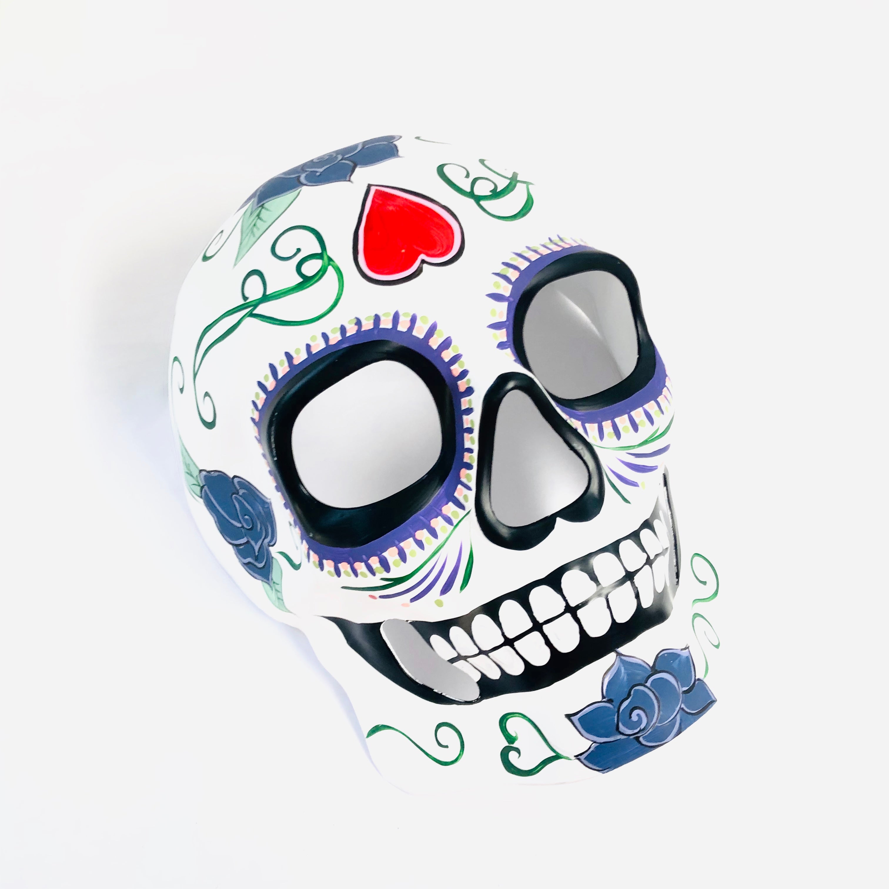 Day of the Dead Skull Mask with colorful designs for Dia de los Muertos