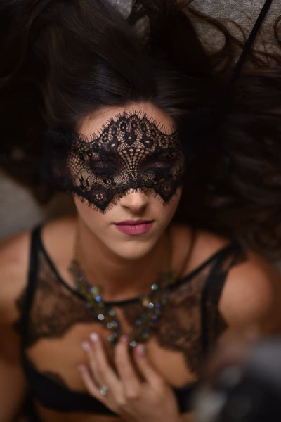 A captivating lacey blindfold featuring intricate mystic lace details, perfect for Valentine's Day gifting or romantic celebrations.