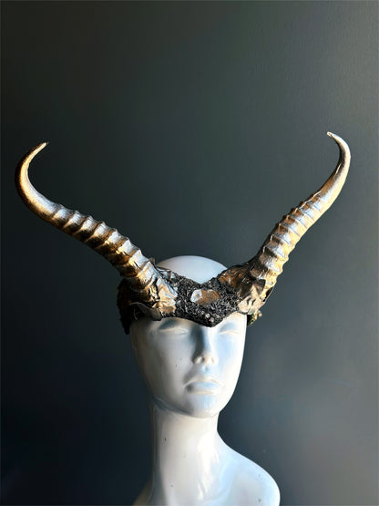 Long Horn Headdress - Gold Glimmer