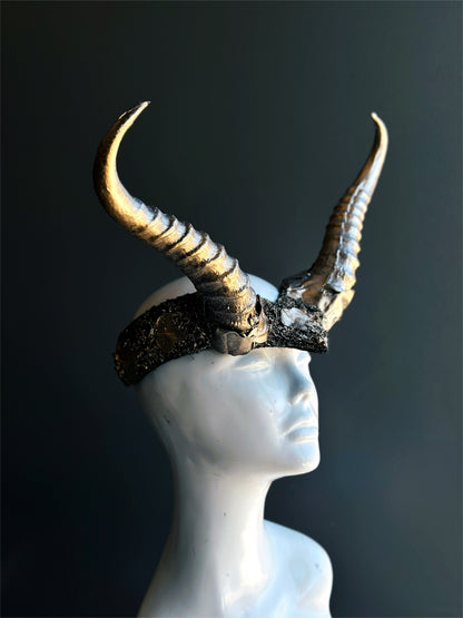 Long Horn Headdress - Gold Glimmer