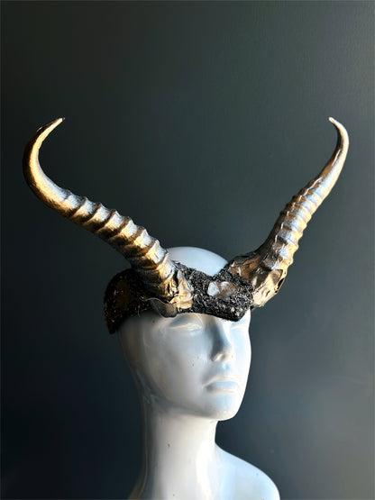 Long Horn Headdress - Gold Glimmer