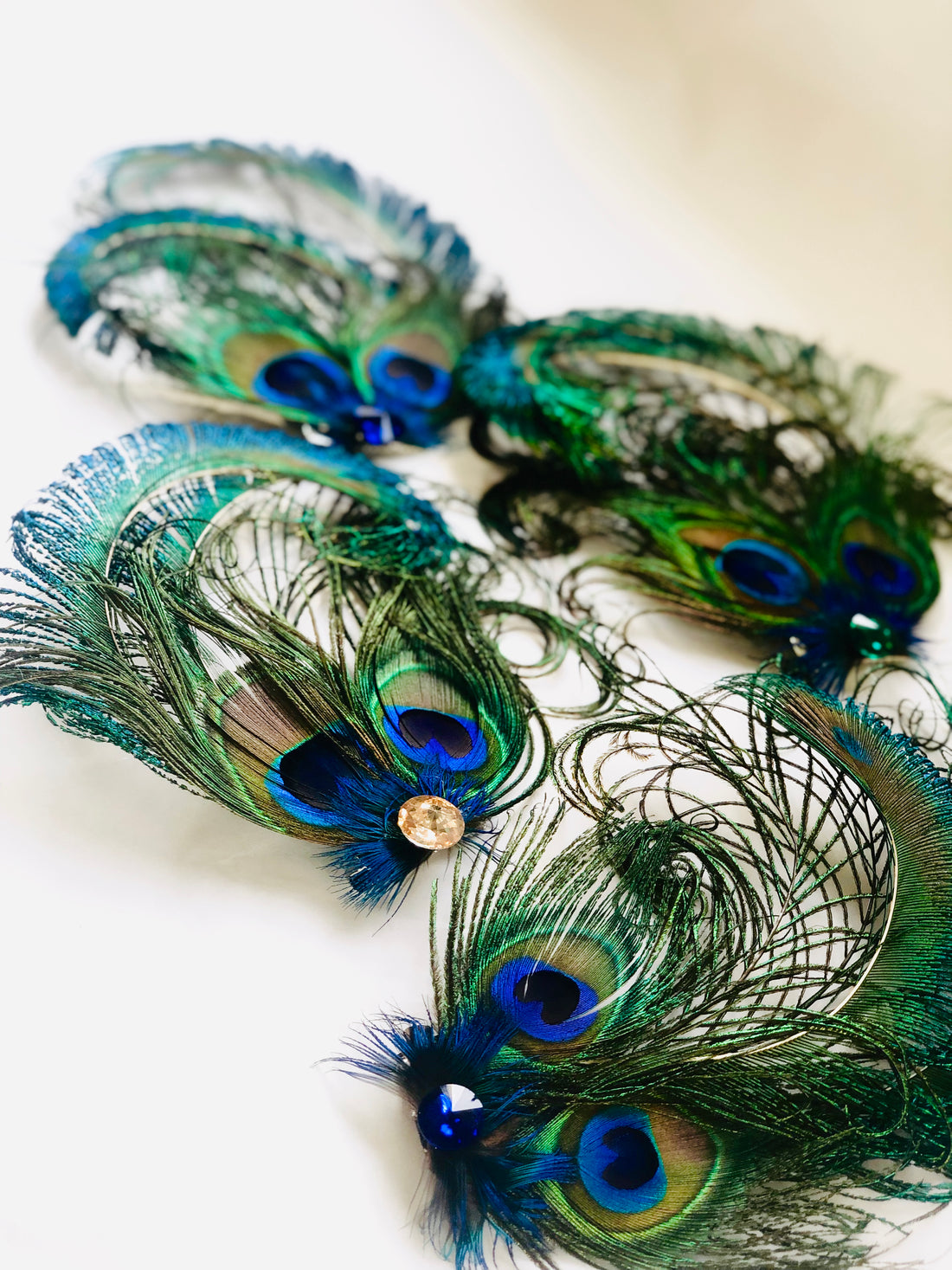 peacock feather hair clip for women
