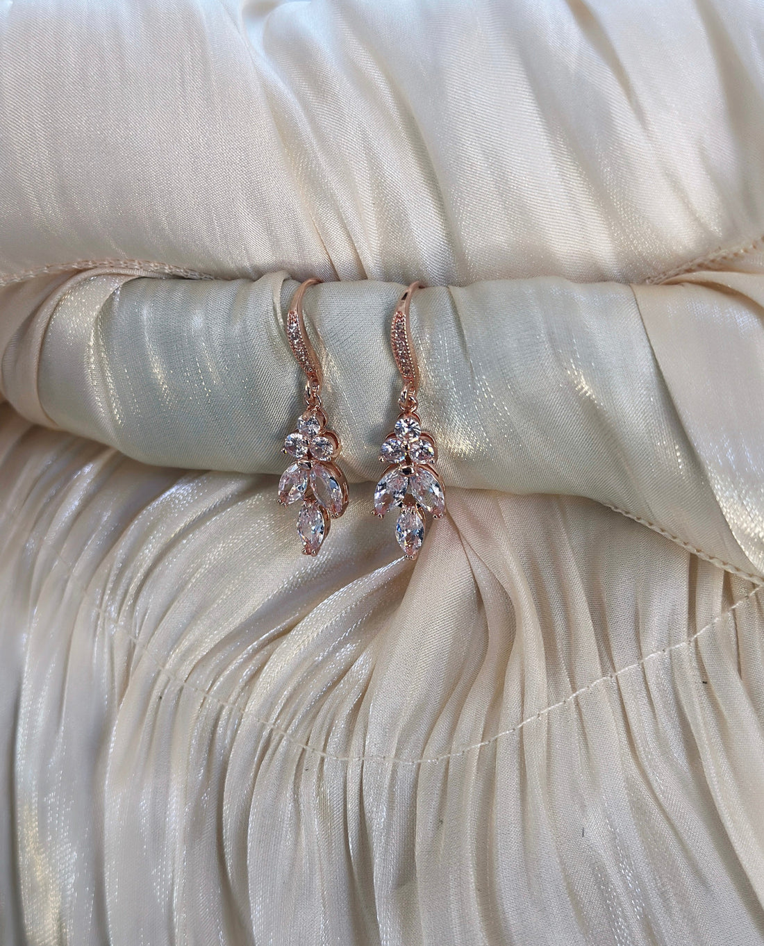 Rose Gold Aurora Drop Earrings with sparkling zircon stones

