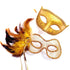 Smart Value Collection - Gold Duo masquerade mask set for men and women, featuring feather accents